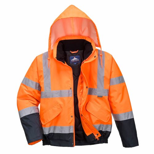 Portwest S266 Hi-Vis kéttónusú bomber kabát narancs/navy színben