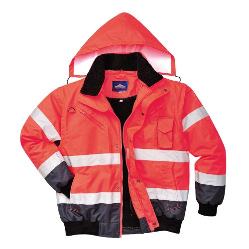 Portwest C465 Hi-Vis Kontraszt Bomber dzseki piros/navy színben