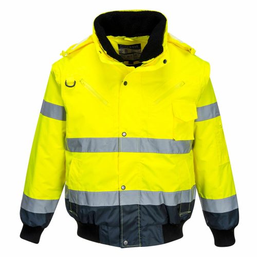 Portwest C465 Hi-Vis Kontraszt Bomber dzseki sárga/navy színben