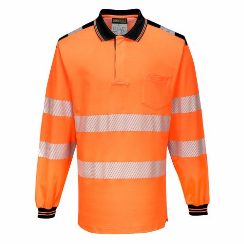 Portwest T184 PW3 Hi-Vis hosszú ujjú pólóing narancs/fekete színben