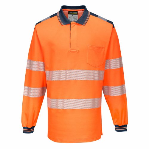 Portwest T184 PW3 Hi-Vis hosszú ujjú pólóing narancs/navy színben