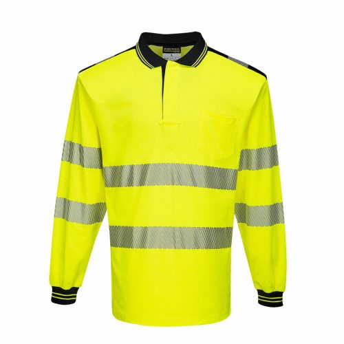 Portwest T184 PW3 Hi-Vis hosszú ujjú pólóing sárga/fekete színben