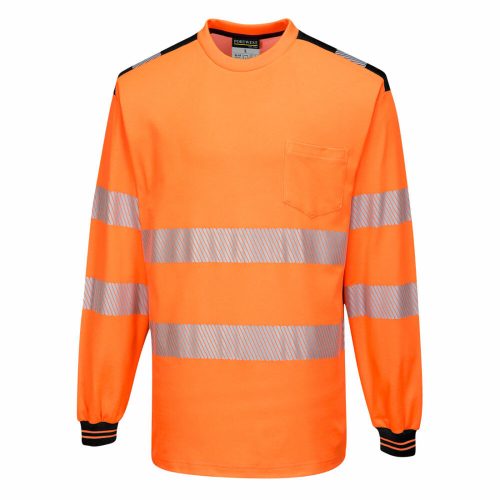 Portwest T185 PW3 Hi-Vis hosszú ujjú póló narancs/fekete színben