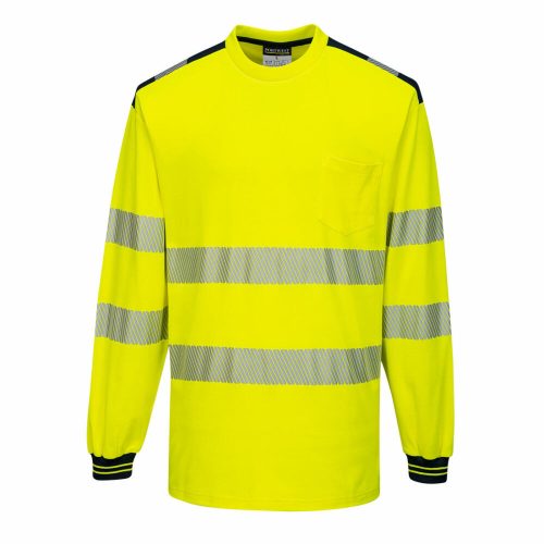 Portwest T185 PW3 Hi-Vis hosszú ujjú póló sárga/fekete színben