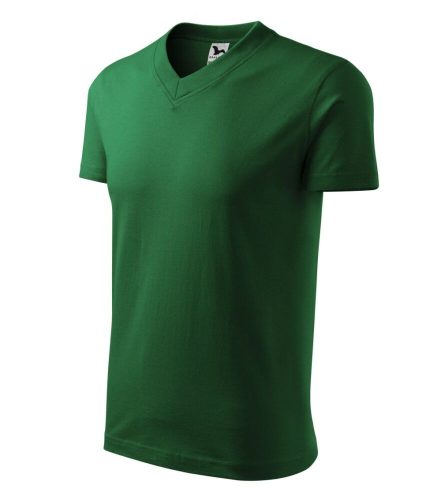 Malfini 102 V-neck unisex póló üvegzöld színben