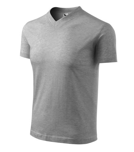 Malfini 102 V-neck unisex póló sötétszürke melírozott színben