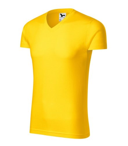 Malfini 146 Slim Fit V-neck férfi póló sárga színben