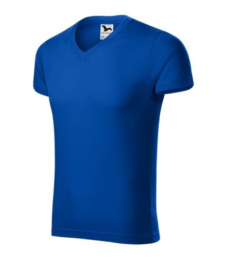 Malfini 146 Slim Fit V-neck férfi póló királykék színben