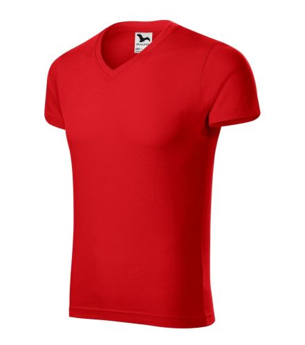 Malfini 146 Slim Fit V-neck férfi póló piros színben