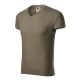 Malfini 146 Slim Fit V-neck férfi póló army színben