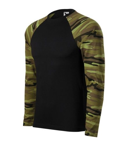 Malfini 166 Camouflage LS unisex póló zöld terepszínű